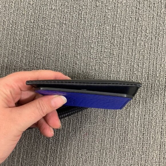 30 Studio Maggio Wallet Womens Small Black Blue Leather Snap Clutch Zip Wristlet - Picture 12 of 14